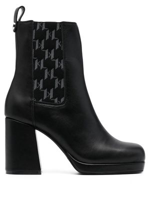 Karl Lagerfeld monogram-trim 100mm chelsea boots - Black