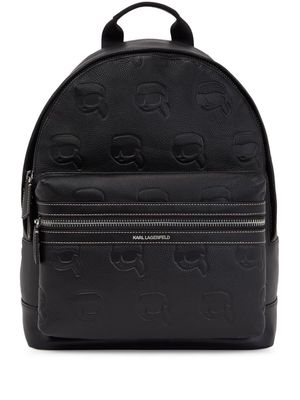 Karl Lagerfeld motif-debossed leather backpack - Black