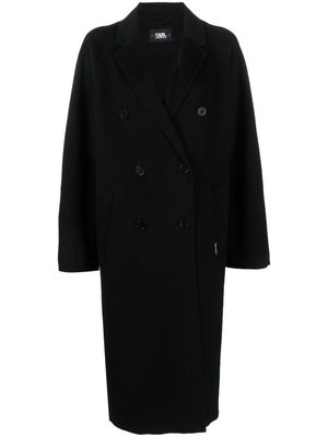 Karl Lagerfeld notched-collar double-breasted coat - Black