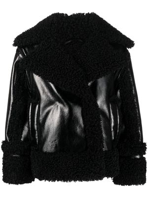 Karl Lagerfeld notched-collar faux-shearling jacket - Black