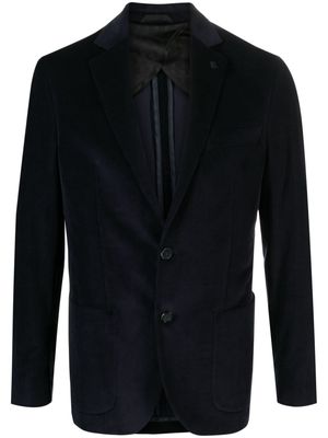 Karl Lagerfeld notched-lapels cotton-blend blazer - Blue