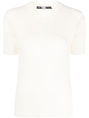 Karl Lagerfeld open-knit polo shirt - White