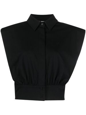 Karl Lagerfeld padded shoulder cropped shirt - Black