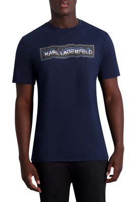 Karl Lagerfeld Paris 3D Logo Cotton Graphic T-Shirt in Navy