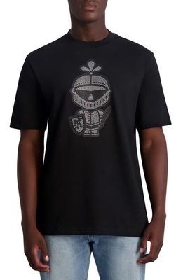 Karl Lagerfeld Paris Armour Karl Embellished Graphic T-Shirt in Black