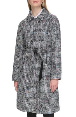 Karl Lagerfeld Paris Belted Raglan Sleeve Wool Blend Coat in Blw Multi