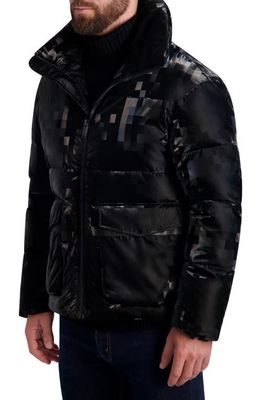 Karl Lagerfeld Paris Bitmap Down & Feather Fill Puffer Jacket in Black