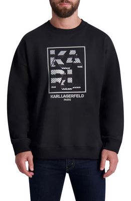 Karl Lagerfeld Paris Box Logo Organic Cotton Blend Crewneck Graphic Sweatshirt in Black