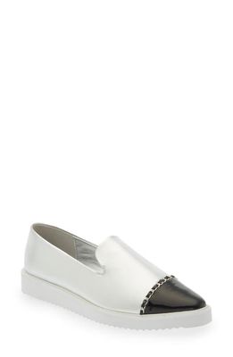 Karl Lagerfeld Paris Caralee Cap Toe Slip-On Sneaker in Silver Black