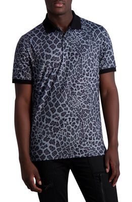 Karl Lagerfeld Paris Cheetah Print Polo Shirt in Grey