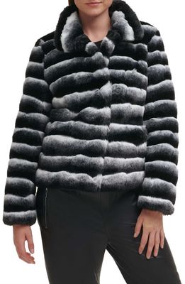 Karl Lagerfeld Paris Chinchilla Faux Fur Jacket in Black White