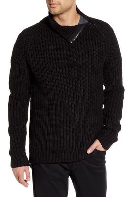 Karl Lagerfeld Paris Chunky Zip Turtleneck Sweater in Black