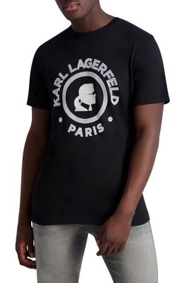 Karl Lagerfeld Paris Circle Logo Cotton Graphic Tee in Black