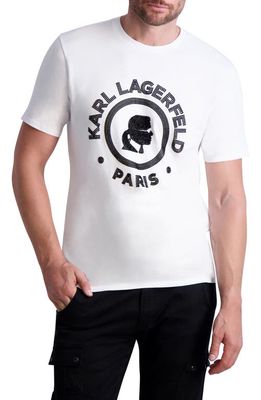 Karl Lagerfeld Paris Circle Logo Cotton Graphic Tee in White