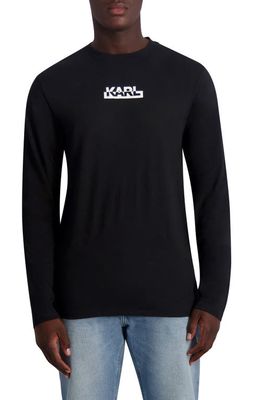 Karl Lagerfeld Paris Classic Logo Long Sleeve Graphic T-Shirt in Black