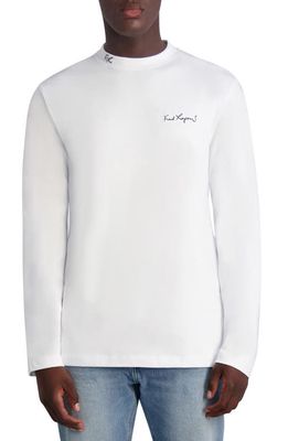 Karl Lagerfeld Paris Classic Logo Long Sleeve T-Shirt in White