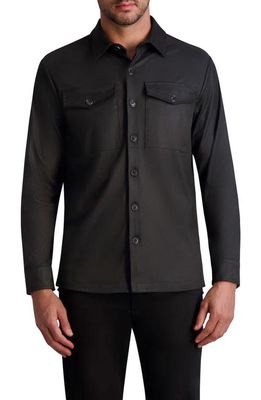 Karl Lagerfeld Paris Coated Twill Button-Up Shirt in Black