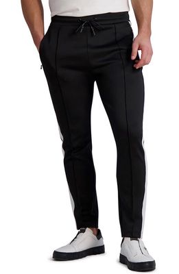 Karl Lagerfeld Paris Colorblock Scuba Track Pants in Black