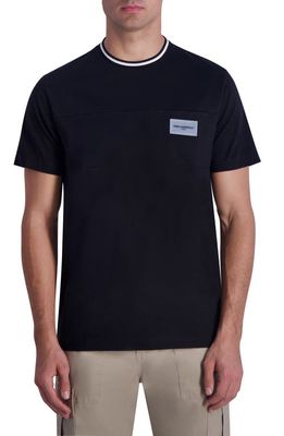 Karl Lagerfeld Paris Contrast Crewneck Cotton T-Shirt in Black