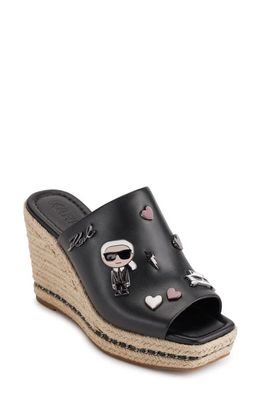 Karl Lagerfeld Paris Corissa Pin Espadrille Platform Slide Sandal in Black