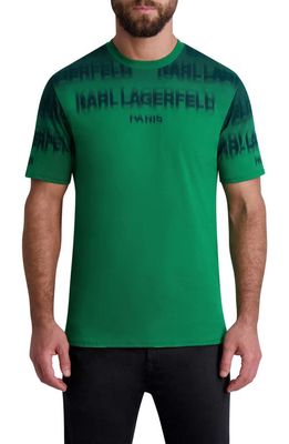 Karl Lagerfeld Paris Distorted Logo Graphic T-Shirt in Green
