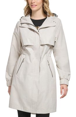 Karl Lagerfeld Paris Hooded Trench Coat in Sand