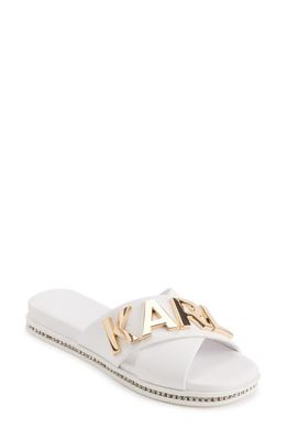 Karl Lagerfeld Paris Janie Crisscross Slide Sandal in Bright White