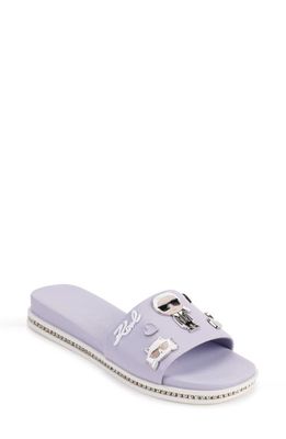 Karl Lagerfeld Paris Jeslyn Cate Pins Embellished Slide Sandal in Periwinkle
