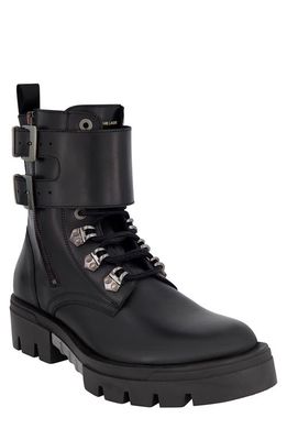 Karl Lagerfeld Paris Leather Combat Boot in Black
