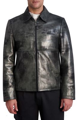Karl Lagerfeld Paris Leather Jacket in Black/Graphite