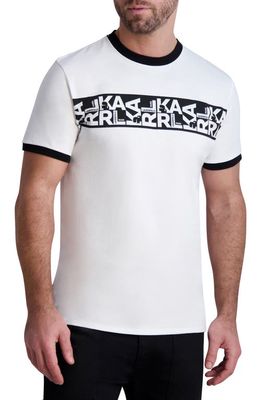 Karl Lagerfeld Paris Logo Block Ringer Graphic T-Shirt in White