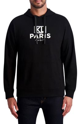 Karl Lagerfeld Paris Logo Cotton Graphic Hoodie in Black