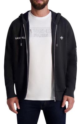 Karl Lagerfeld Paris Logo Zip Hoodie Sweater in Black