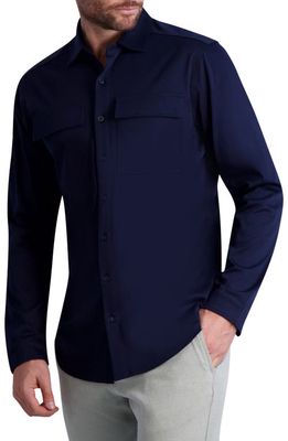 Karl Lagerfeld Paris Mercerized Cotton Button-Up Shirt in Navy