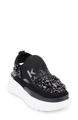Karl Lagerfeld Paris Mika Crystal Slip-On Platform Sneaker in Black
