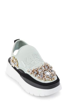 Karl Lagerfeld Paris Mika Crystal Slip-On Platform Sneaker in Mint