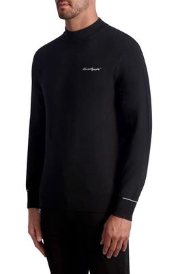 Karl Lagerfeld Paris Mock Neck Wool Blend Sweater in Black