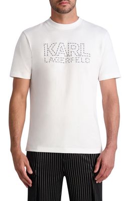 Karl Lagerfeld Paris Nail Head Studded Logo T-Shirt in White