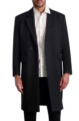 Karl Lagerfeld Paris One Button Notched Lapel Topcoat in Black