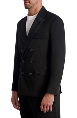 Karl Lagerfeld Paris Peaked Lapels Double Breasted Sport Coat in Black