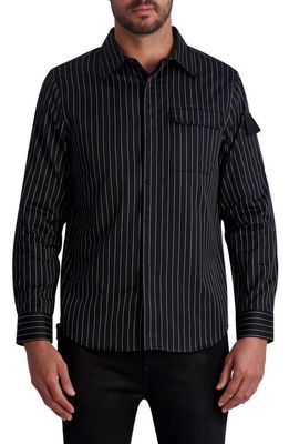 Karl Lagerfeld Paris Pinstripe Button-Up Shirt in Black