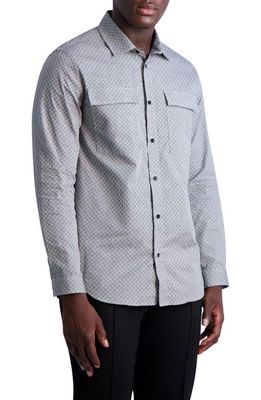 Karl Lagerfeld Paris Print Cotton Button-Up Shirt in Grey