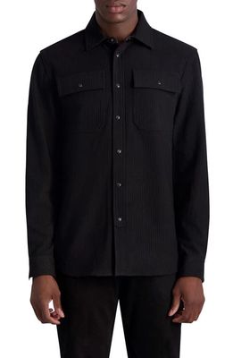 Karl Lagerfeld Paris Ribbed Snap-Up Shirt in Black
