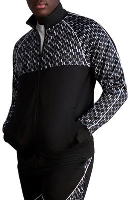 Karl Lagerfeld Paris Scuba Stretch Track Jacket in Black