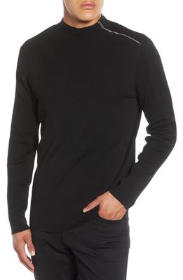 Karl Lagerfeld Paris Shoulder Zip Cotton Blend Sweater in Black