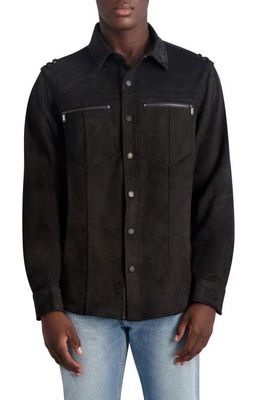 Karl Lagerfeld Paris Snap Front Shirt Jacket in Black