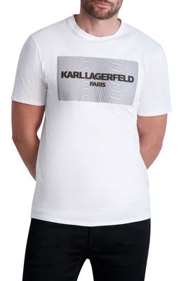 Karl Lagerfeld Paris Square Swirl Logo Graphic Tee in White