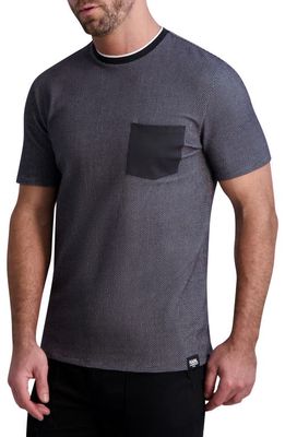 Karl Lagerfeld Paris Textured Jacquard Pocket T-Shirt in Black