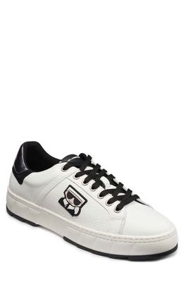 Karl Lagerfeld Paris Tumbled Leather Lace-Up Sneaker in White