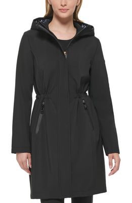 Karl Lagerfeld Paris Water Resistant Hooded Raincoat in Black
